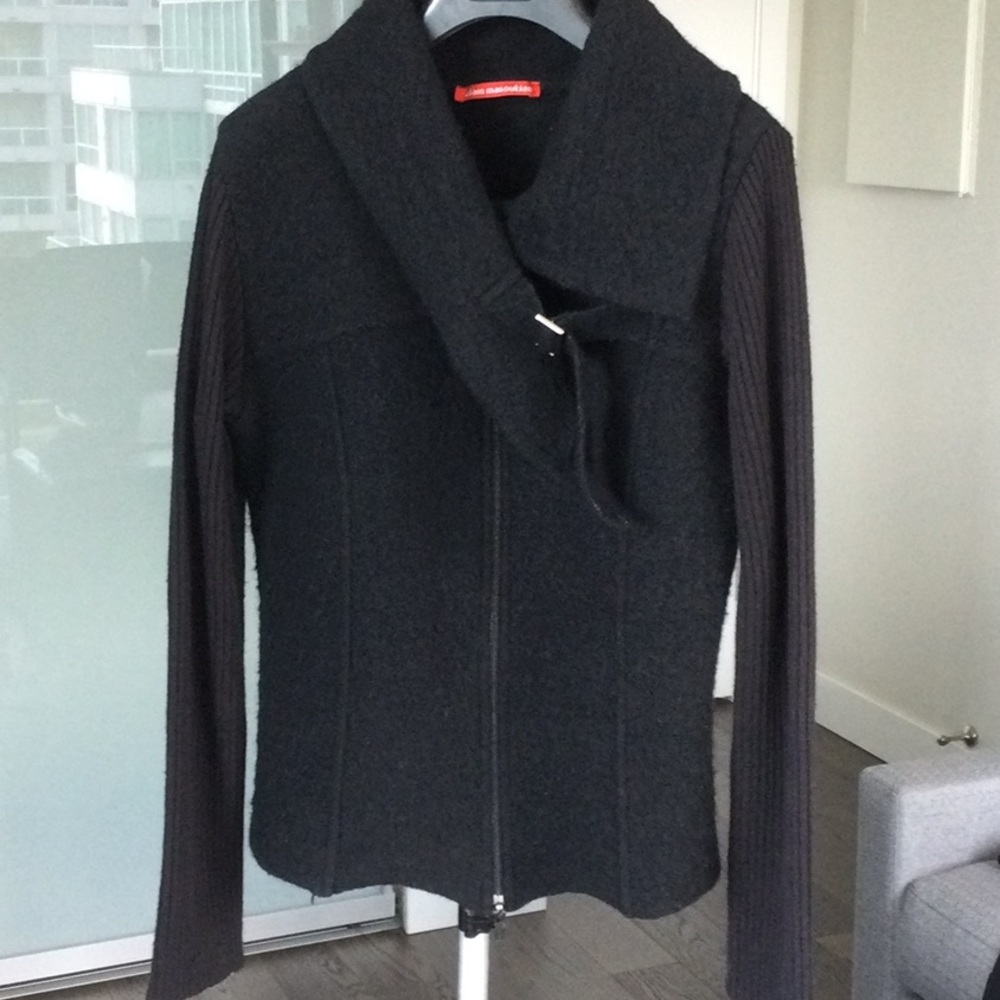 Boiled wool zip up cardigan